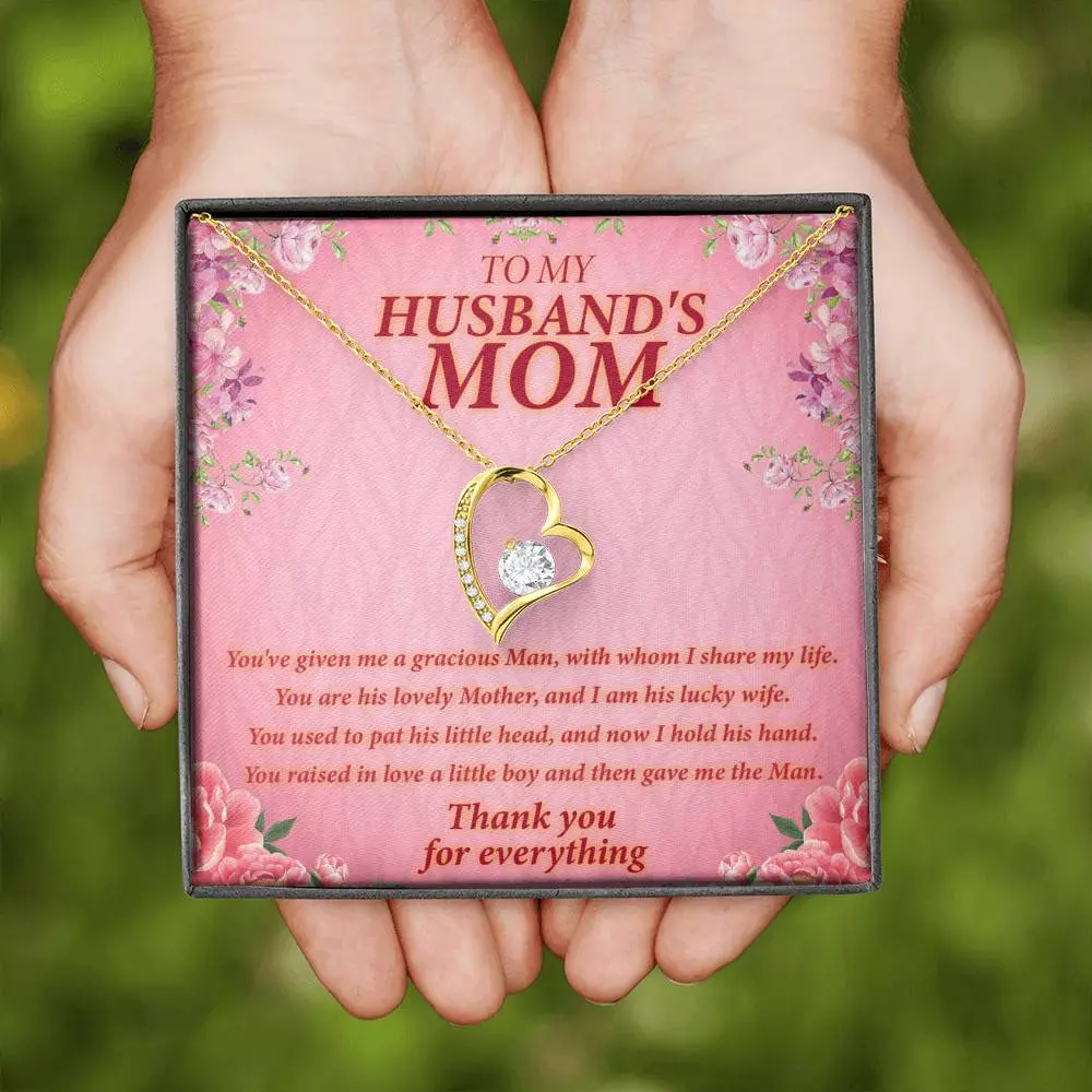To My Husband's Mom You've Given Me A Gracious Man Mother In Law Forever Love Heart Necklace