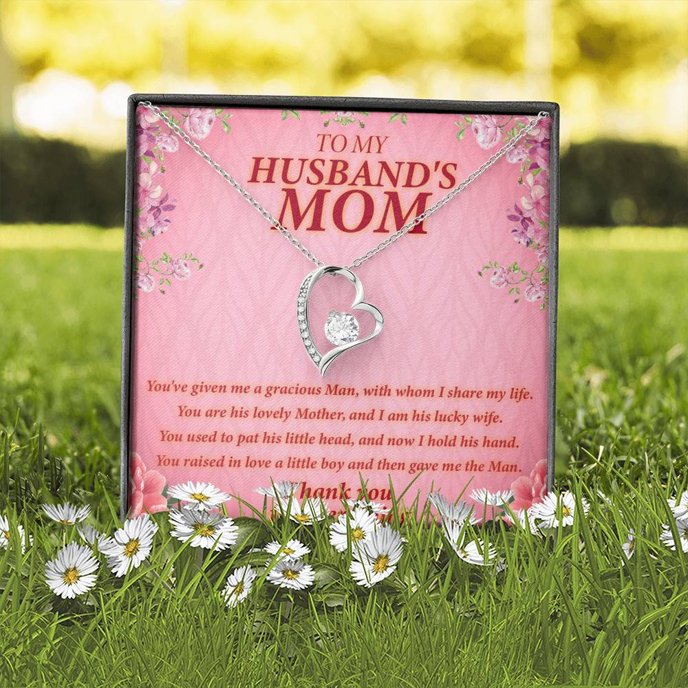 To My Husband's Mom You've Given Me A Gracious Man Mother In Law Forever Love Heart Necklace