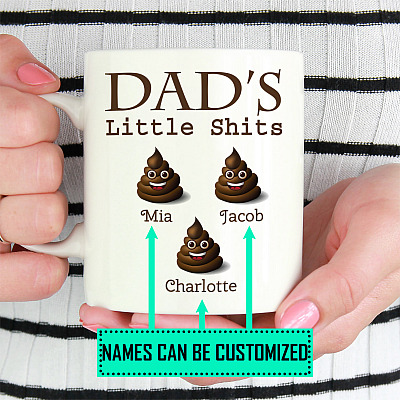 Alternative view of Personalized Dad's Little Sh-its Ceramic Coffee Mug - Beer Stein - Water Bottle - Color Changing Mug