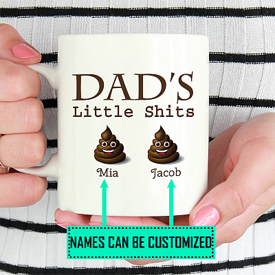 Alternative view of Personalized Father Dad's Little Sh-its Ceramic Coffee Mug - Beer Stein - Water Bottle - Color Changing Mug