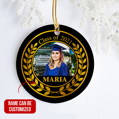 Alternative view of Personalized Photo Class Of 2021 Decorative Graduation Ornament - Holiday Flat Circle Ornament
