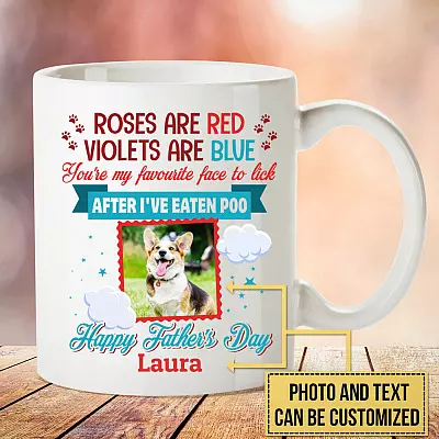 Personalized Photo Roses Are Red You're My Favorite Face To Lick Ceramic Coffee Mug - Beer Stein - Water Bottle