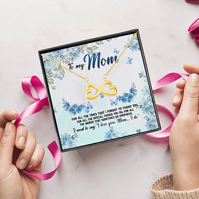 Alternative view of Personalized Photo to My Mom For All The Times That I Forgot To Thank You Infinity Heart Pendant Necklace