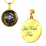 Personalized Photo Class Of 2021 Circle Pendant Necklace - Circle Luxury Necklace (Gold Plated)