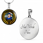 Personalized Photo Class Of 2021 Circle Pendant Necklace - Circle Luxury Necklace (Silver)