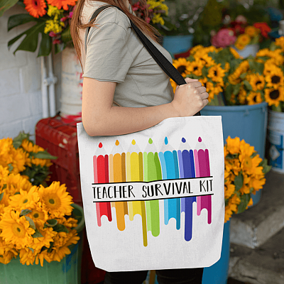 Alternative view of Teacher Survival Kit All Over Print Tote Bag - Shoulder Bag - Reusable Grocery Shopping Bag