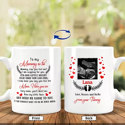 Custom Photo to My Mommy to Be Coffee Mug - Beer Stein - Water Bottle - First Time Mom Mug