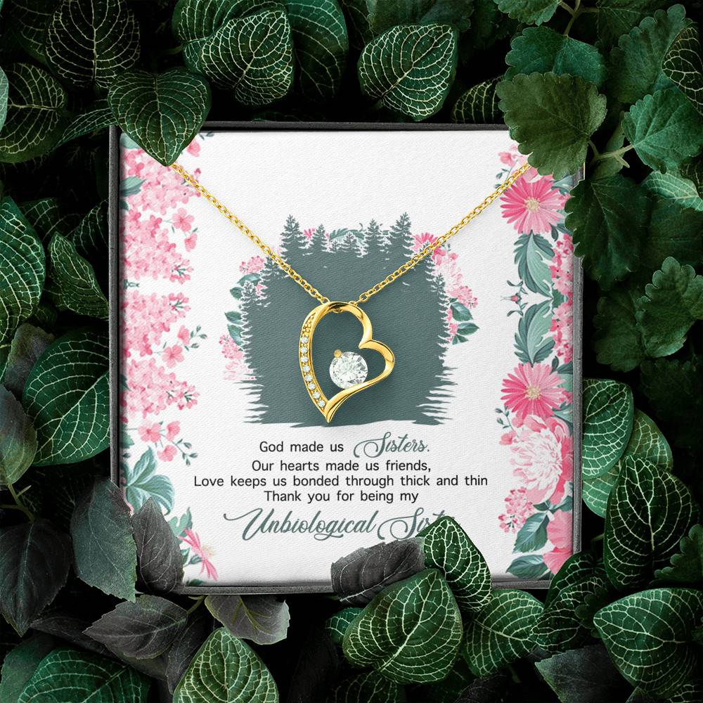 God Made Us Sisters Thank You for Being My Unbiological Sister Forever Love Pendant Necklace