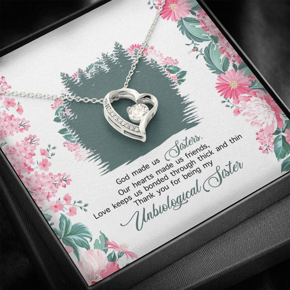 God Made Us Sisters Thank You for Being My Unbiological Sister Forever Love Pendant Necklace