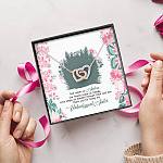 God Made Us Sisters Thank You for Being My Unbiological Sister Interlocking Hearts Pendant Necklace