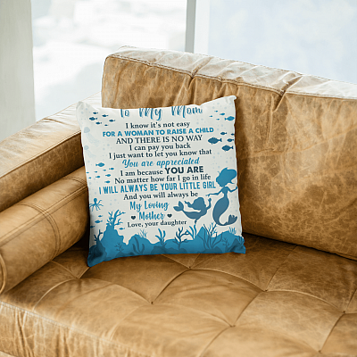 Alternative view of It's Not Easy For A Woman To Raise A Child Pillow - Mermaid Mom Pillow