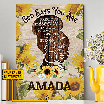 Alternative view of Personalized God Says You Are Unique Special Lovely Wrapped Framed Canvas - Unframed Poster