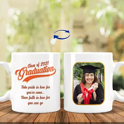 Custom Photo Class Of 2021 Graduation 2 Side Coffee Mug - Beer Stein - Water Bottle - Color Changing Mug