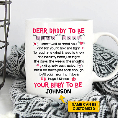 Alternative view of Personalized Dear Daddy To Be Coffee Mug - Beer Stein - Water Bottle - Color Changing Mug - Dad To Be Mug