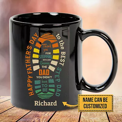 Personalized Happy Father's Day To The Best Step Dad Thank You For Stepping Into Ceramic Coffee Mug - Beer Stein