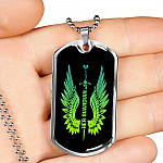 Her Guardian His Angel Wings Sword Couple Dog Tag Necklace