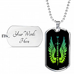 Her Guardian His Angel Wings Sword Couple Dog Tag Necklace