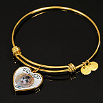 Personalized Custom Photo I Will Carry You With Me Wings Memorial Pet Dog Cat Heart Necklace - Bangle