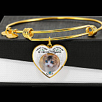 Personalized Custom Photo I Will Carry You With Me Wings Memorial Pet Dog Cat Heart Necklace - Bangle