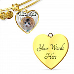 Personalized Custom Photo I Will Carry You With Me Wings Memorial Pet Dog Cat Heart Necklace - Bangle