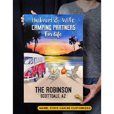 Alternative view of Personalized Husband And Wife Camping Partner Framed Canvas Prints - Unframed Poster - Home Decor Wall Art