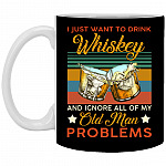 Whiskey Mug, Black, 11 oz. White Mug