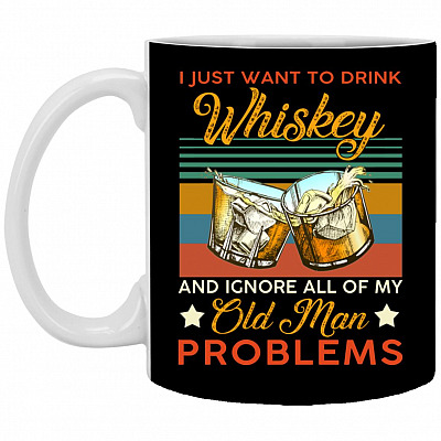 Whiskey Mug, Black, 11 oz. White Mug