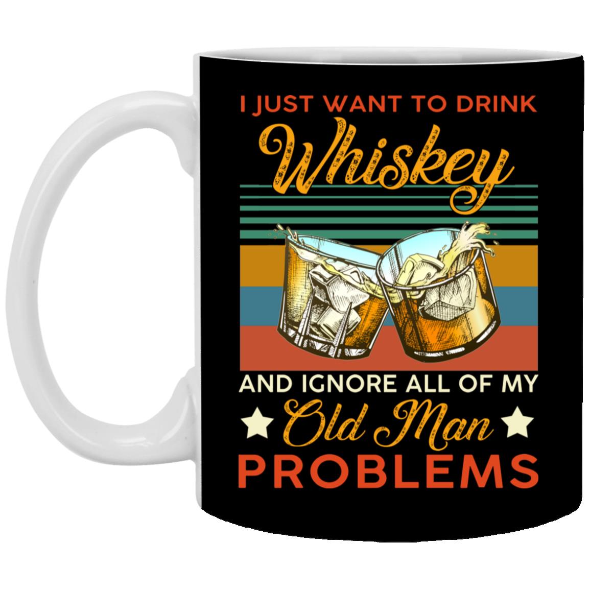 Whiskey Mug, Black, 11 oz. White Mug