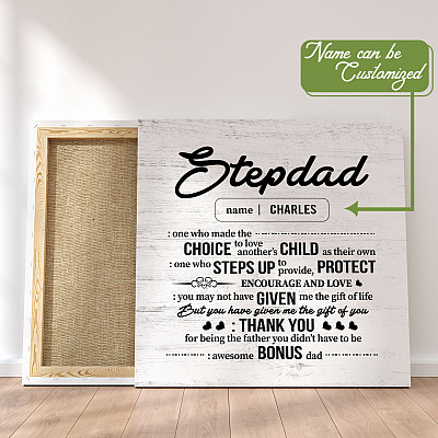 Alternative view of Personalized Thank You Step Dad Wrapped Framed Canvas Prints - Unframed Poster - Home Decor Wall Art