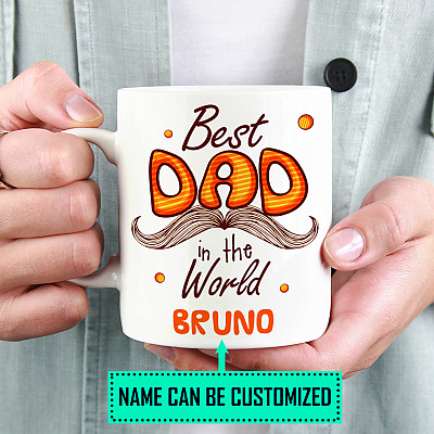 Alternative view of Personalized Best Dad In The World Coffee Mug - Beer Stein - Water Bottle - Color Changing Mug