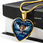 Personalized Custom Photo Memorial God Has You In His Arms I Have You In My Heart Heart Necklace - Bangle