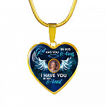 Personalized Custom Photo Memorial God Has You In His Arms I Have You In My Heart Heart Necklace - Bangle