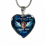 Personalized Custom Photo Memorial God Has You In His Arms I Have You In My Heart Heart Necklace - Bangle