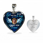 Personalized Custom Photo Memorial God Has You In His Arms I Have You In My Heart Heart Necklace - Bangle