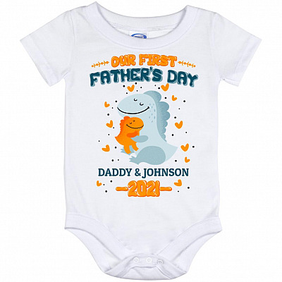 Personalized Photo Our First baby, White, Baby Onesie - 12 Month