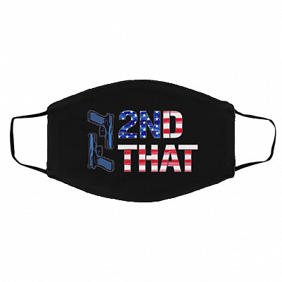 Gun I 2nd That American Flag, Black, Cloth Face Cover – Medium/Large