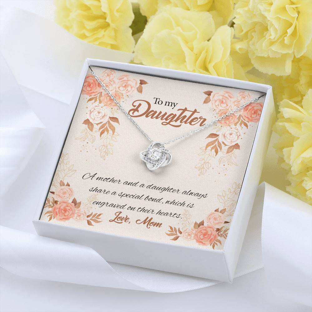 Mom to My Daughter a Mother and A Daughter Always Share a Special Bond Love Knot Pendant Necklace