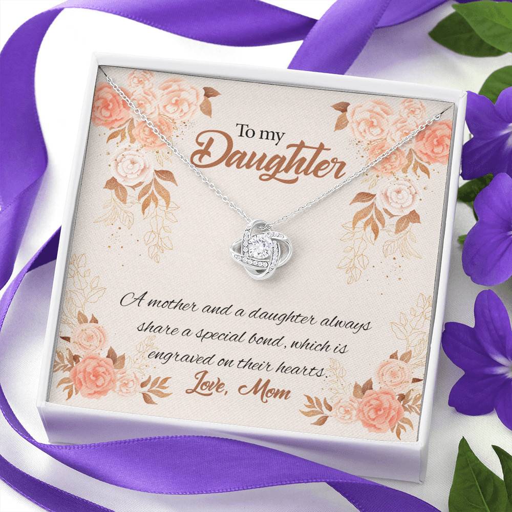 Mom to My Daughter a Mother and A Daughter Always Share a Special Bond Love Knot Pendant Necklace