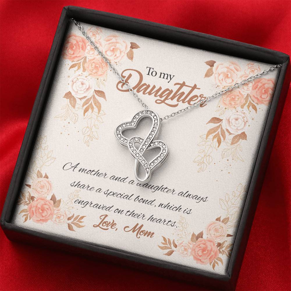 Mom to My Daughter a Mother and A Daughter Always Share a Special Bond Double Hearts Pendant Necklace