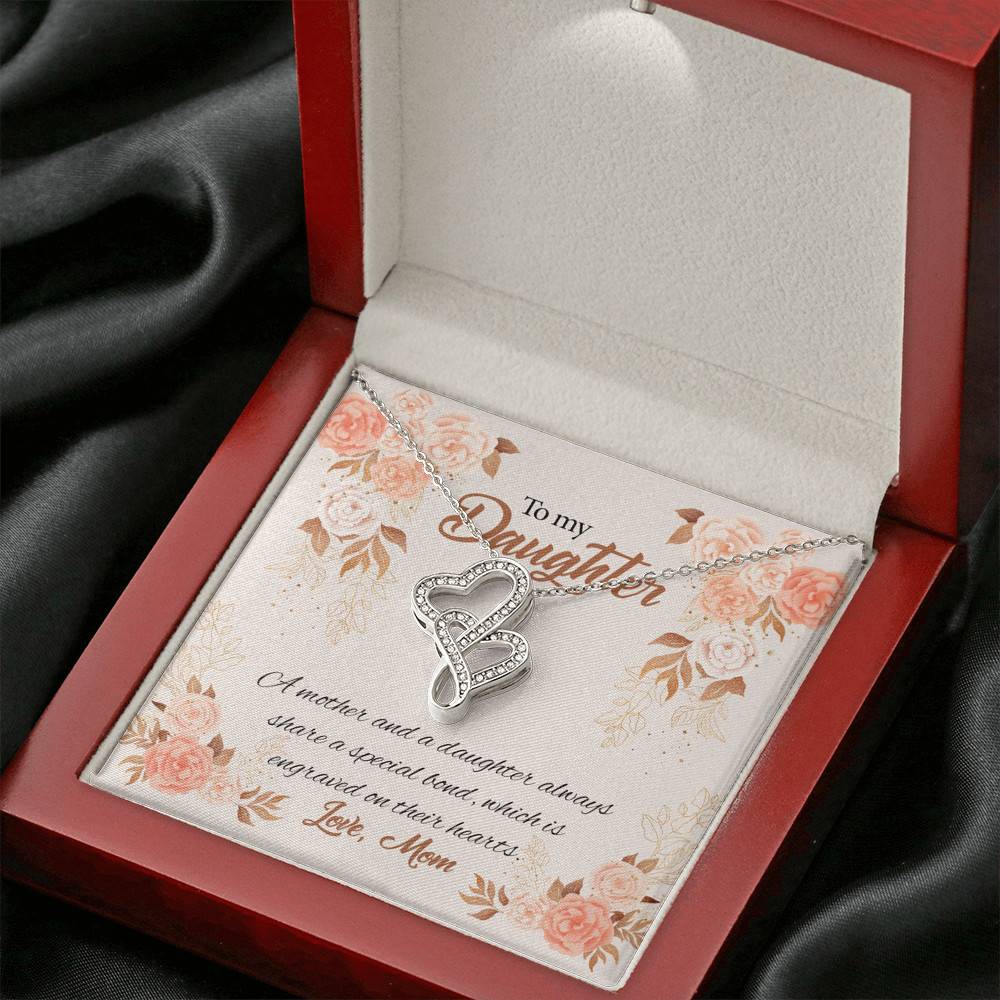 Mom to My Daughter a Mother and A Daughter Always Share a Special Bond Double Hearts Pendant Necklace