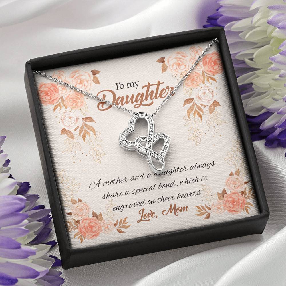 Mom to My Daughter a Mother and A Daughter Always Share a Special Bond Double Hearts Pendant Necklace
