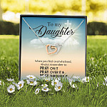 to My Daughter When You Feel Overwhelmed Pray on It Pray Over It Interlocking Heart Pendant Necklace