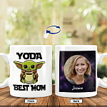 Personalized Photo Baby Yoda Best Mom - Star Wars Baby Gifts 2021 - Baby Yoda Mother's Day Ceramic Coffee Mug