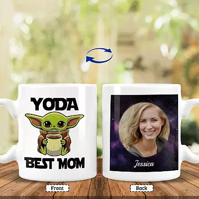 Personalized Photo Baby Yoda Best Mom - Star Wars Baby Gifts 2021 - Baby Yoda Mother's Day Ceramic Coffee Mug