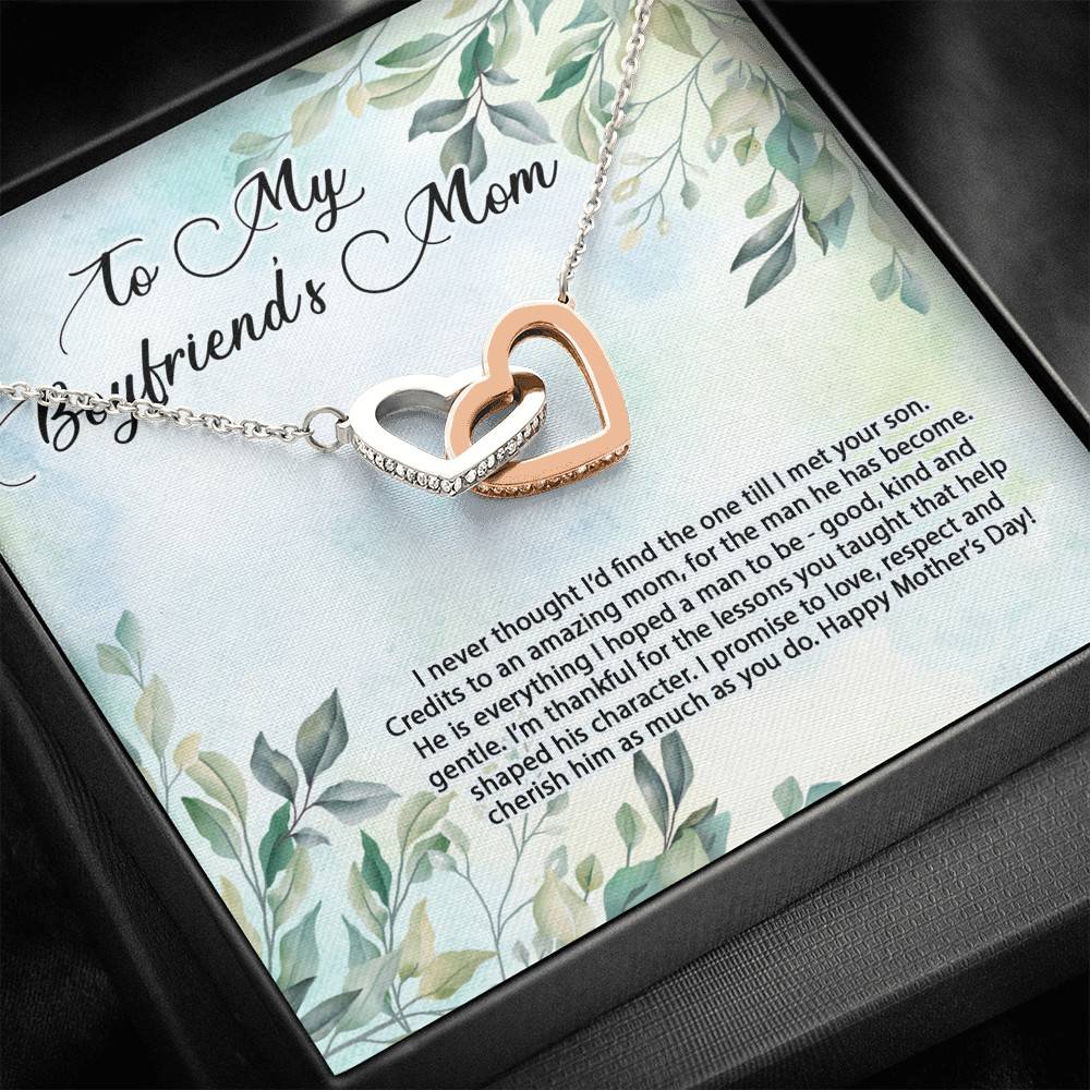To My Boyfriend's Mom I Never Thought I'd Find the One Till I Met Your Son Interlocking Hearts Pendant Necklace