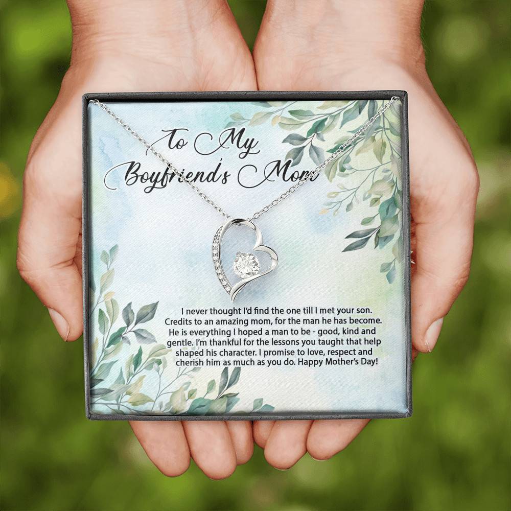 To My Boyfriend's Mom I Never Thought I'd Find the One Till I Met Your Son Forever Love Pendant Necklace
