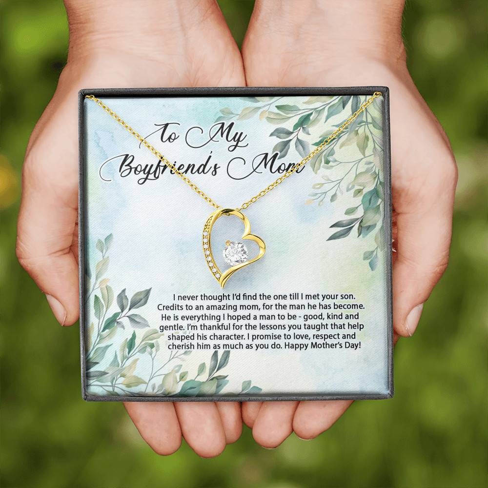 To My Boyfriend's Mom I Never Thought I'd Find the One Till I Met Your Son Forever Love Pendant Necklace