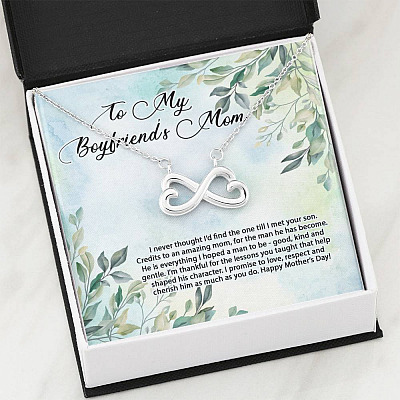 To My Boyfriend's Mom I Never Thought I'd Find the One Till I Met Your Son Infinity Hearts Pendant Necklace