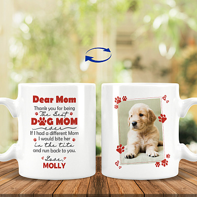 Personalized Custom Photo Dear Mom Thanks For Being The Best Dog Mom Coffee Mug