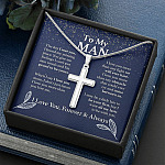 To My Man The Day I Met You I Found My Missing Piece I Love You Forever And Always Artisan Crafted Cross Necklace